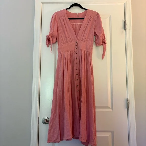 Free People Women’s Love of My Life Cotton Gauze Prairie Festival Pink Dress - Picture 3 of 13